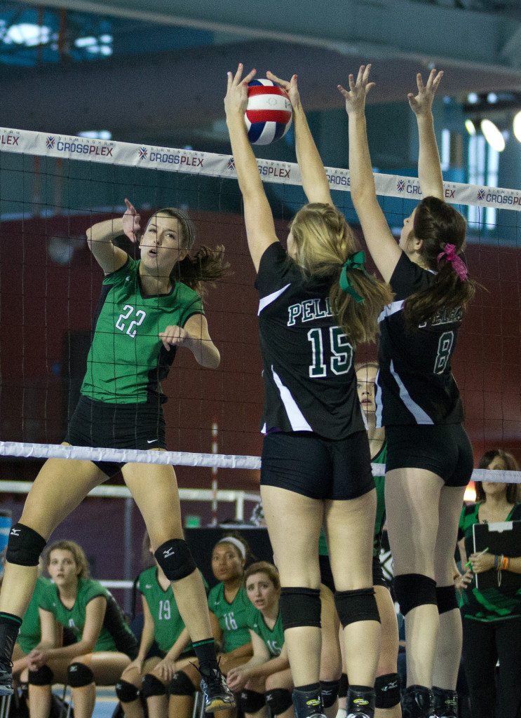 Mary Catherine Hart’s personal numbers have also been outstanding. From the middle hitter position, she has played 36 sets with 61 kills, 15 solo blocks, 17 total blocks and 28 aces. Journal photo by Marvin Gentry.
