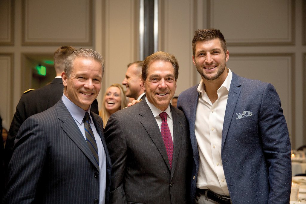 From left: Steve Cannon, Nick Saban and Tim Tebow. Photos courtesy of Jennifer Hagler 