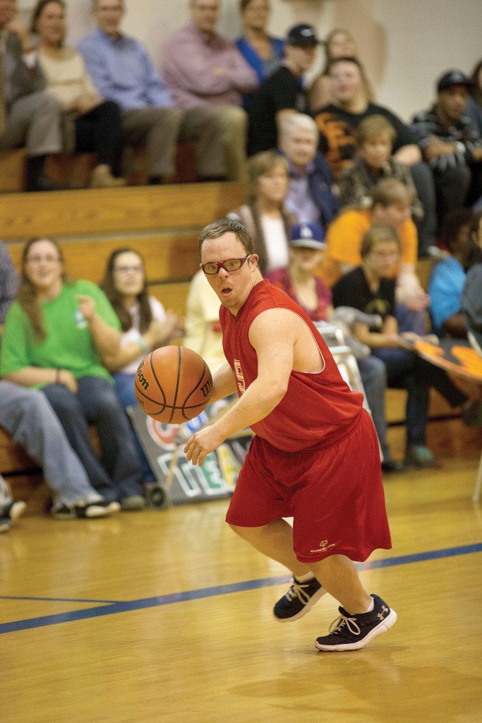 Ethan Keller brought his A-game and helped the Exceptional Foundation’s competitive basketball team defeat the City Council 43-35. Journal photos by Marvin Gentry