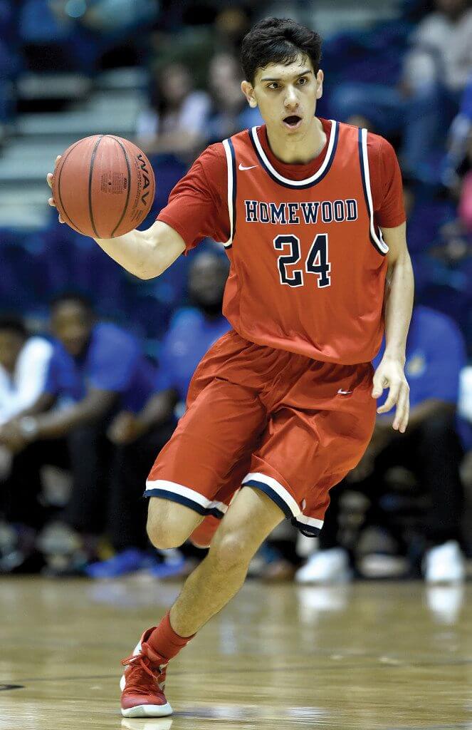 Homewood's Luke Touliatos is shown in action against J.O. Johnson during the Steel City Invitational championship game at the Pete Hanna Center in Homewood, Ala., Tuesday, Dec. 22, 2015. (OTMJ Photo/ Mark Almond)