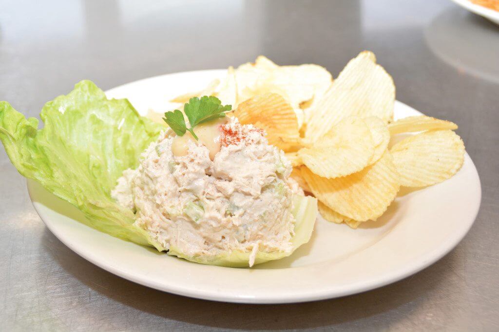 A recent addition to the menu, the Lean Chicken Salad is served over romaine lettuce.