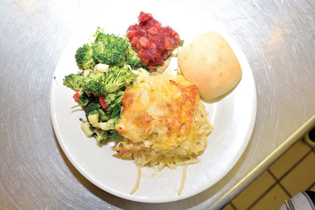 One of the most popular Lenten Lunches is Advent's original chicken tetrazzini with broccoli salad and a yeast roll.