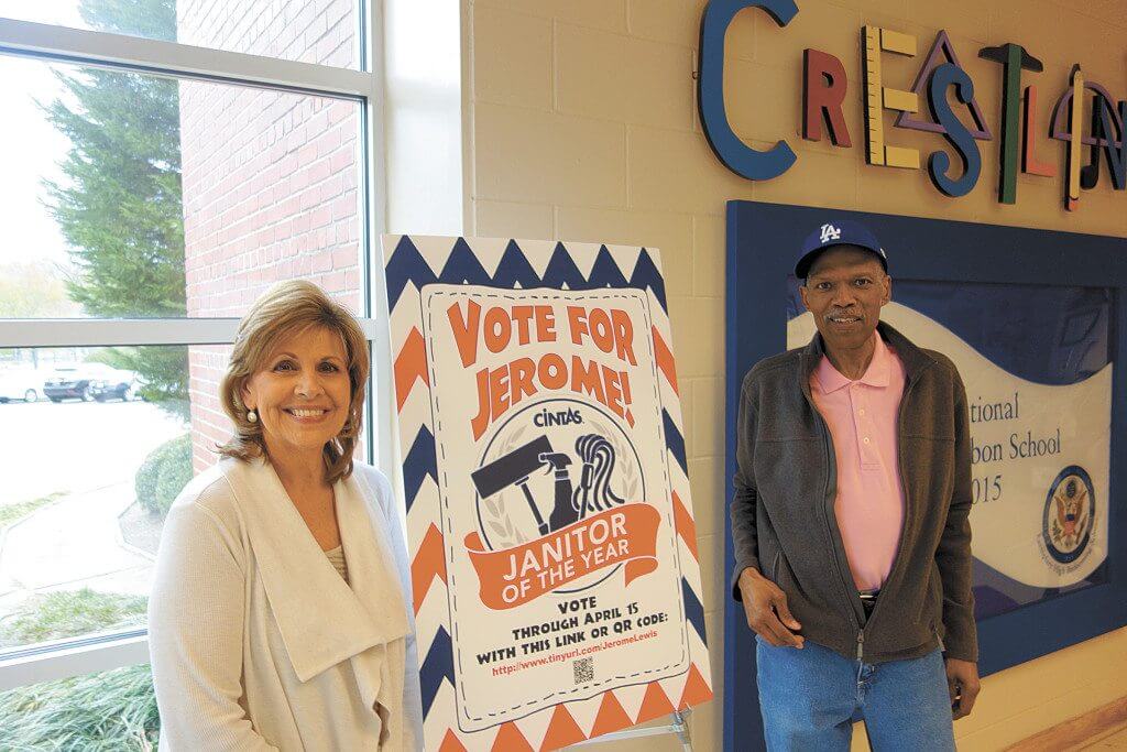 Crestline Principal Laurie King with school custodian Jerome Lewis. Journal photo by Sarah Kuper.