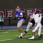 Vestavia Hills quarterback Charlie Taaffe setting up for a pass during the Rebels 43-13 win over Oak Mountain, Friday, September 11.