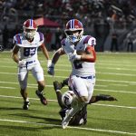 Vestavia Hills running back Noah Boylan carries the ball during the Rebels' 49-0 loss to Thompson, Friday, September 4, in Alabaster.